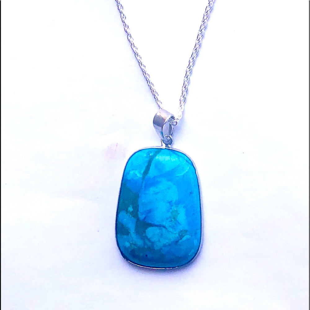Turquoise Pendant & Sterling Silver Necklace